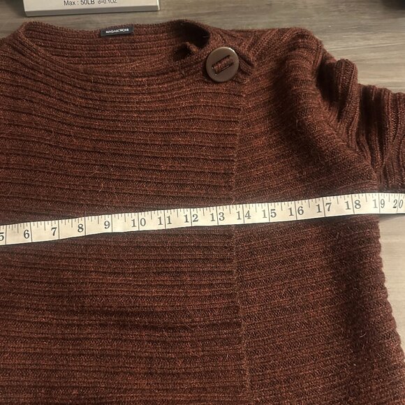Magaschoni Womens Brown Sweater Wrap Crossover Front Shoulder Button Size Small - Picture 8 of 9